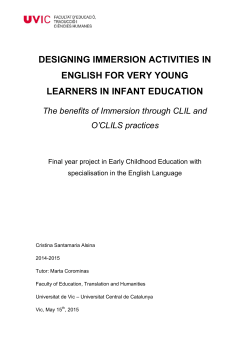 designing immersion activities in english for very young learners in