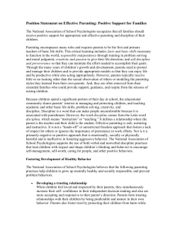 Position Statement on Effective Parenting: Positive Support for