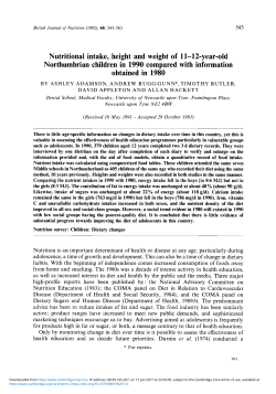 Nutritional intake, height and weight of 1 l-12-year
