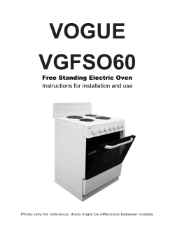 Free Standing Electric Oven Instructions for installation and use