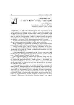 Albert Einstein &ndash; an icon of the 20th century &ndash; some myths