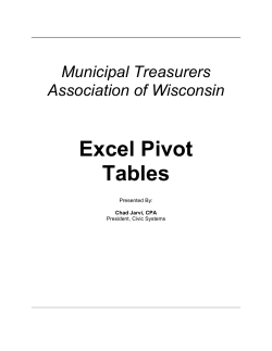 Excel Pivot Tables - Municipal Treasurers Association of Wisconsin