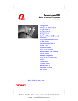 Compaq Armada E500 Series of Personal Computers
