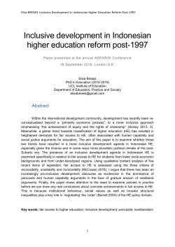 Inclusive development in Indonesian higher education reform post