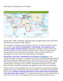 The Impact of Exploration on Europe: By the late 1700s, European
