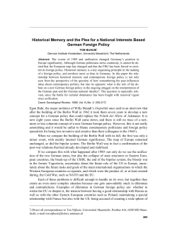 Historical Memory and the Plea for a National Interests Based