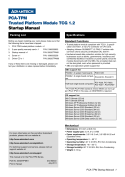 PCA-TPM Trusted Platform Module TCG 1.2 Startup Manual