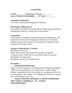 Lesson Plan Lesson: ______ Pythagorean Theorem___________