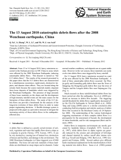 The 13 August 2010 catastrophic debris flows after the