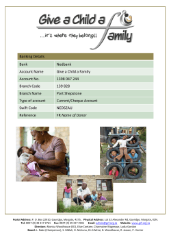 Banking Details Bank Nedbank Account Name Give a Child a