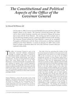 The Constitutional and Political Aspects of the Office of the Governor