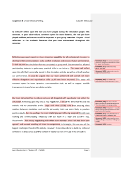 Q: Critically reflect upon the role you have played during the