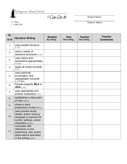 Gr. 9-10 Narrative Writing Student Peer Teacher Teacher Comments