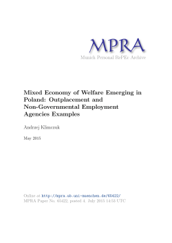 Mixed Economy of Welfare Emerging in Poland: Outplacement and