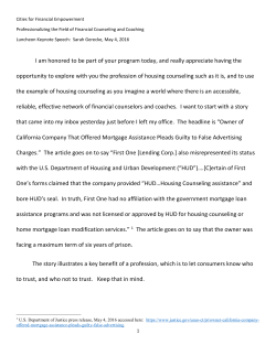 Professionalizing the Field of Financial Counseling