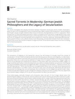 Sacred Torrents in Modernity: German Jewish Philosophers and the