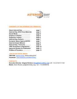 CONTENTS OF THE ASTEROID DAY PRESS KIT: About Asteroid