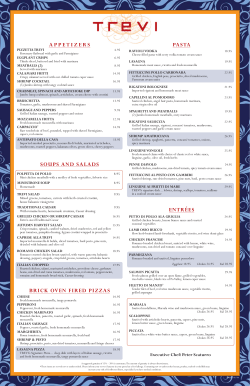 APPETIZERS SOUPS AND SALADS BRICK OVEN FIRED PIZZAS