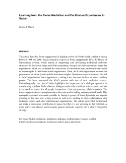 Learning from the Swiss Mediation and Facilitation