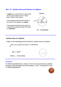 Sec 1.6 Surface Area and Volume of a Sphere