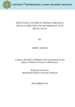 STRUCTURAL STUDIES OF DITHIOCARBAMATE - Library