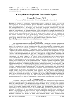 Corruption and Legislative Functions in Nigeria Usman D. Umaru
