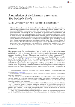 A translation of the Linnaean dissertation The Invisible World