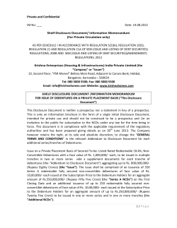 Private and Confidential IM No: ___ Date: 14.08.2013 Shelf