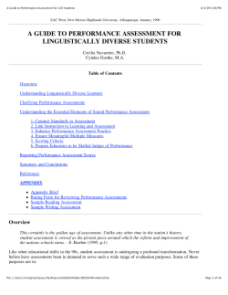 A Guide to Performance Assessment for LCD Students