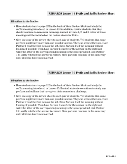 REWARDS Lesson 14 Prefix and Suffix Review Sheet REWARDS