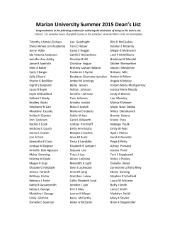Marian University Summer 2015 Dean`s List