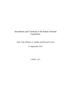 Incumbents and Criminals in the Indian National Legislature
