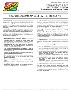 Gear Oil Lubricants API GL-1 SAE 90, 140 and 250