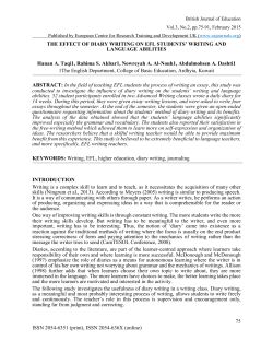 The Effect of Diary Writing on EFL Students` Writing and