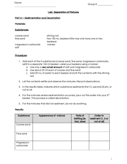 Lab: Separation of Mixtures Part A&mdash;Sedimentation and Decantation