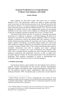 Syntactic Prediction in L2 Comprehension