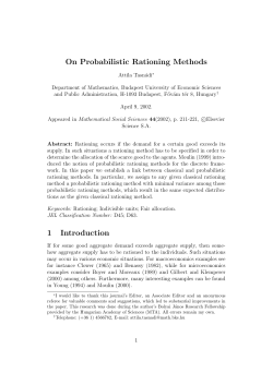On Probabilistic Rationing Methods 1 Introduction