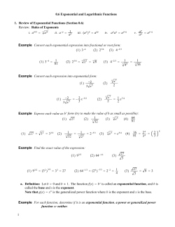 0.6 Exponential and Logarithmic Functions 1. Review of Exponential