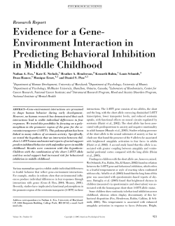 Evidence for a Gene- Environment Interaction in Predicting