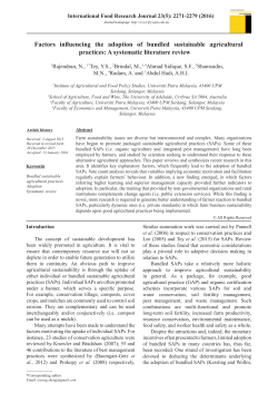 Factors influencing the adoption of bundled sustainable agricultural
