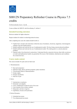 KTH | SH012N Preparatory Refresher Course in Physics 7.5 credits