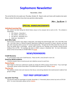Sophomore Newsletter - Marshall County Schools