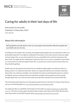 Caring for adults in their last da Caring for adults in their last days of