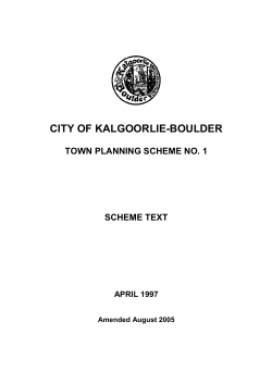 Town Planning Scheme 1 - City of Kalgoorlie