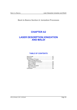 CHAPTER A2 LASER DESORPTION IONIZATION AND MALDI