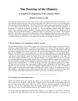 The Doctrine of the Ministry