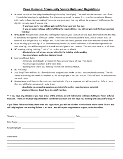 Paws Humane: Community Service Rules and Regulations