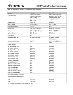 2015 Tundra Product Information