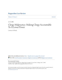 Clergy Malpractice: Making Clergy Accountable To A Lower Power