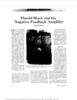 Harold Black and the negative-feedback amplifier - IEEE